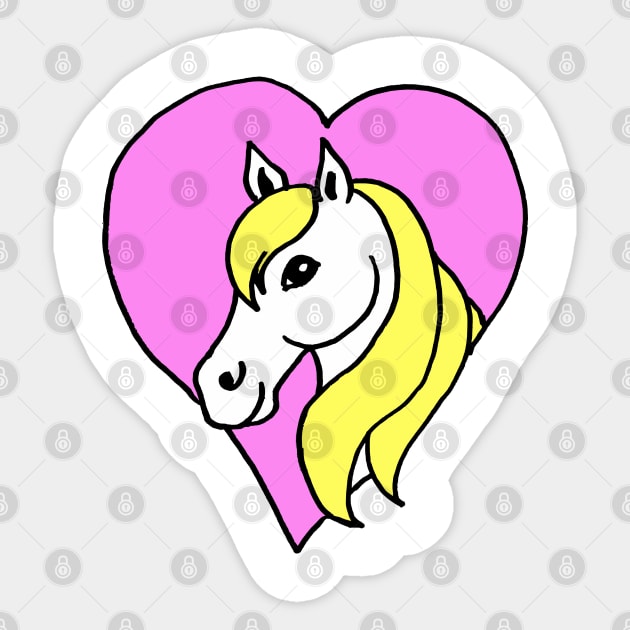 Cartoon Pony in Pink Heart Sticker by Michelle Le Grand